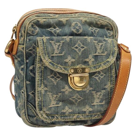 LOUIS VUITTON Monogram Denim Camera Bag Shoulder Bag Blue M95348 - Picture 1 of 16